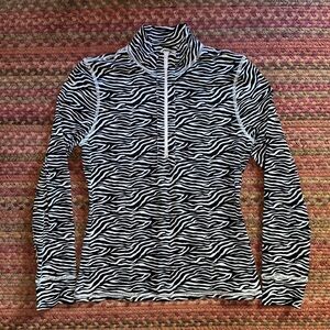 BETH DEPASS ZEBRA ATHLETIC HALF ZIP LIGHTWEIGHT LONG SLEEVE PULLOVER GOLF TENNIS